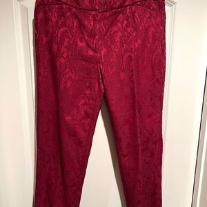 Ankle Slim Women's 8 Black House White Market Burgundy Red Patterned Pants
